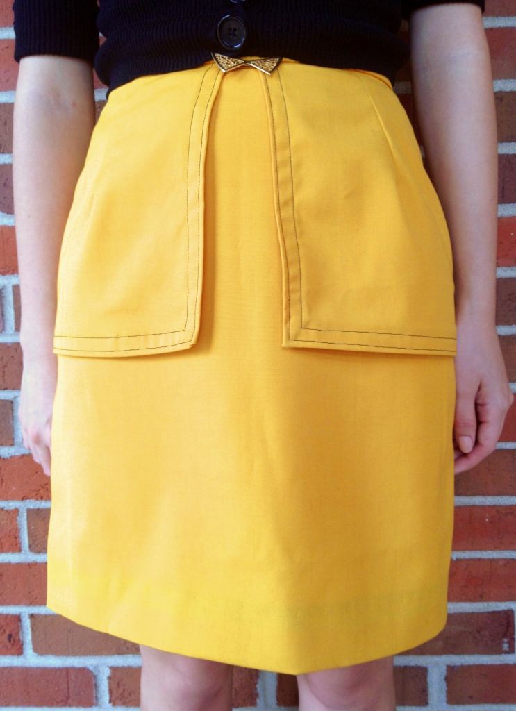 Sunny yellow peplum skirt. Salme patterns. Closeup 1. Handmade by Conniya